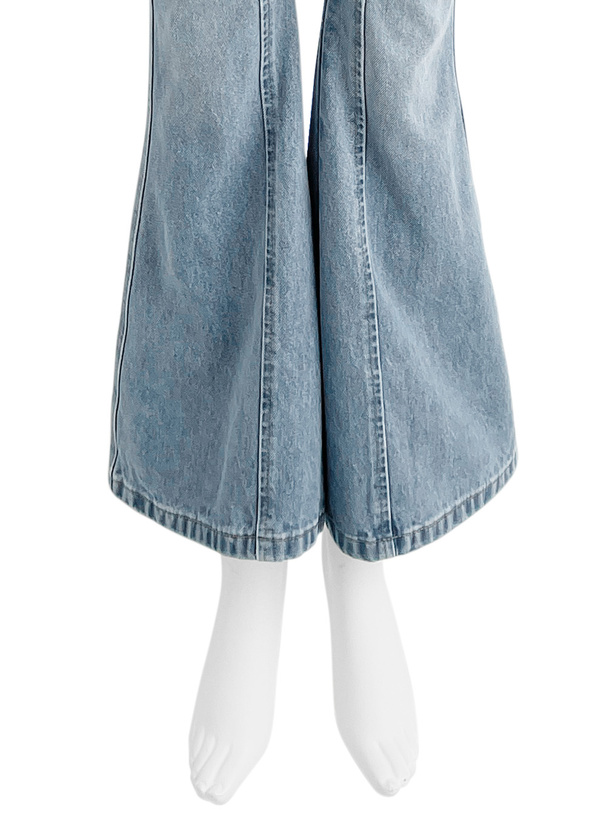サイドカットアウトリボンフレアデニムパンツ[fo2242
