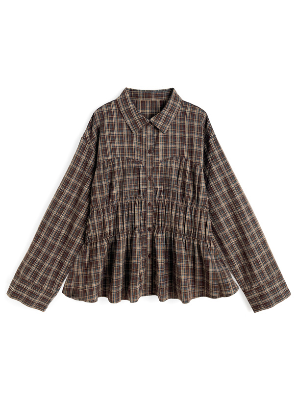 タータンチェック柄シャーリングシャツ