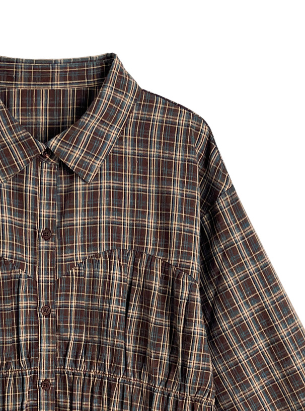 タータンチェック柄シャーリングシャツ