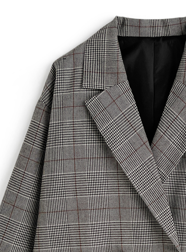 グレンチェック柄ダブルボタンテーラードジャケット[fo2250