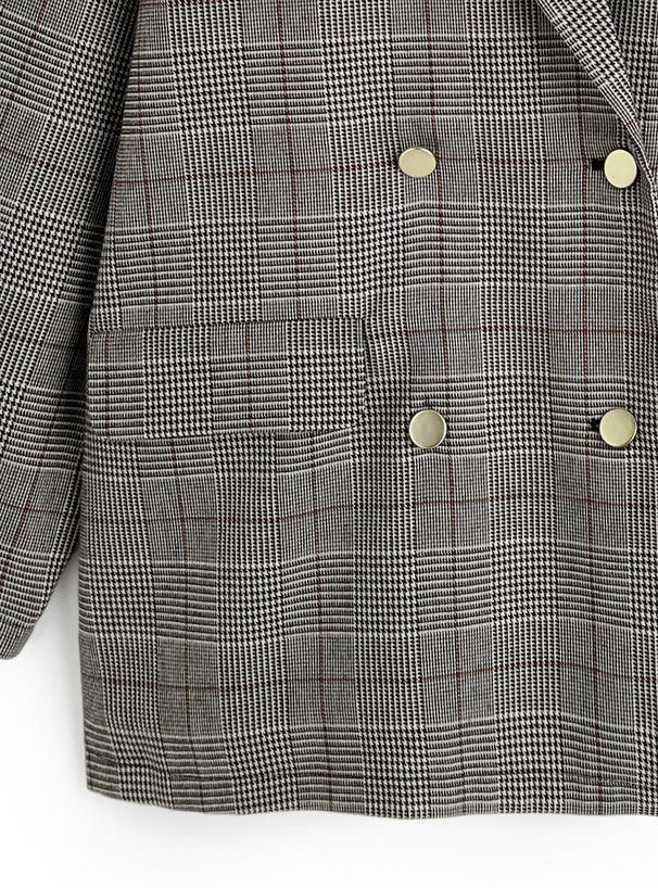 グレンチェック柄ダブルボタンテーラードジャケット[fo2250