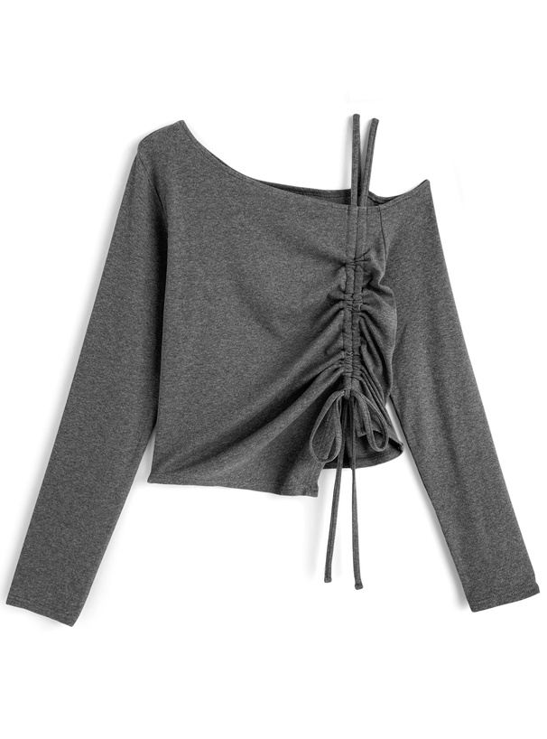 ワンショルダードロストリボンリブトップス[fo2261] | レディース