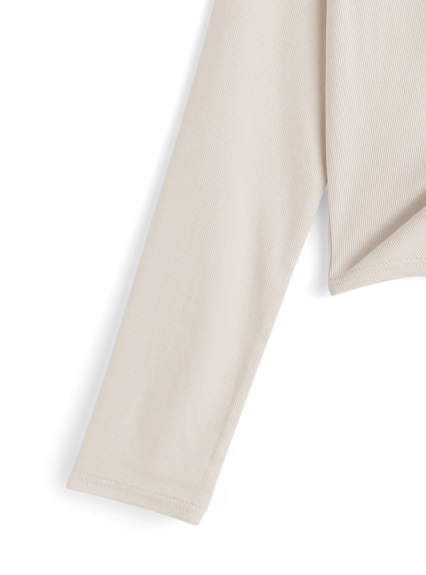 ワンショルダードロストリボンリブトップス