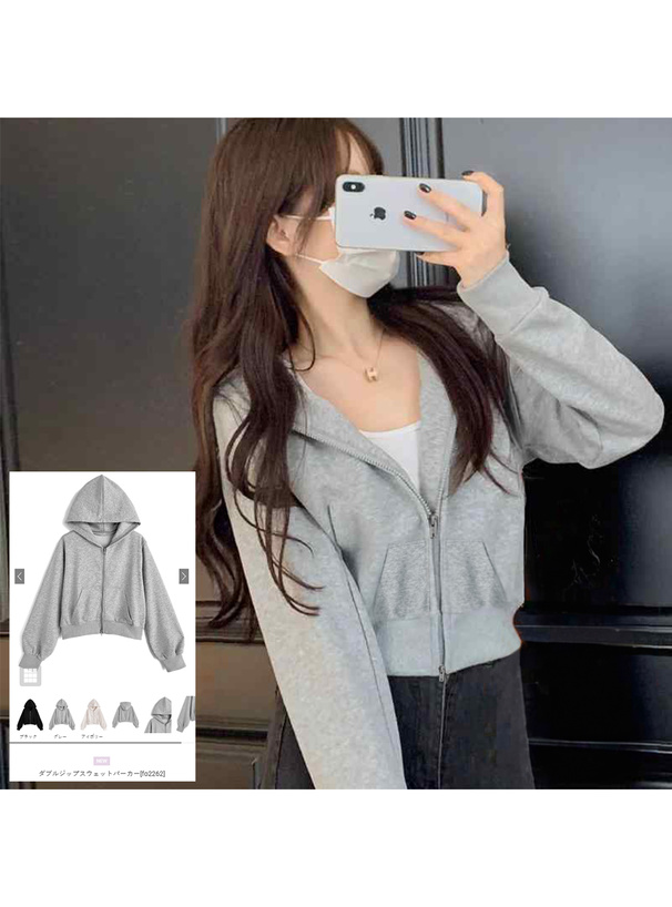 ダブルジップスウェットパーカー[fo2262] | レディースファッション