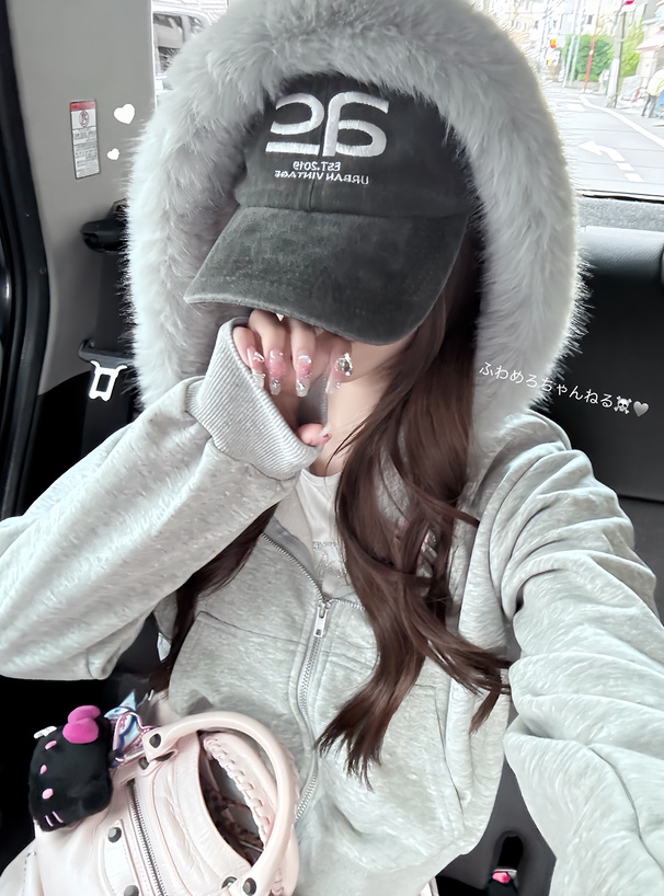 ファーフードダブルジップスウェットパーカー