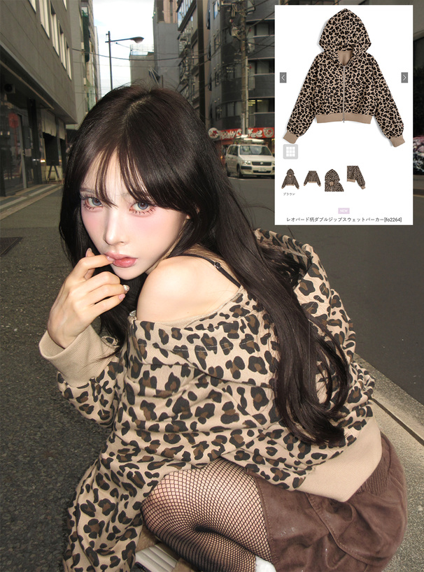 mobstyles ヒョウ柄ナイロンパーカー Lサイズ styles（スタイルス）の「チャンピオン ヒョウ柄 ジップパーカ