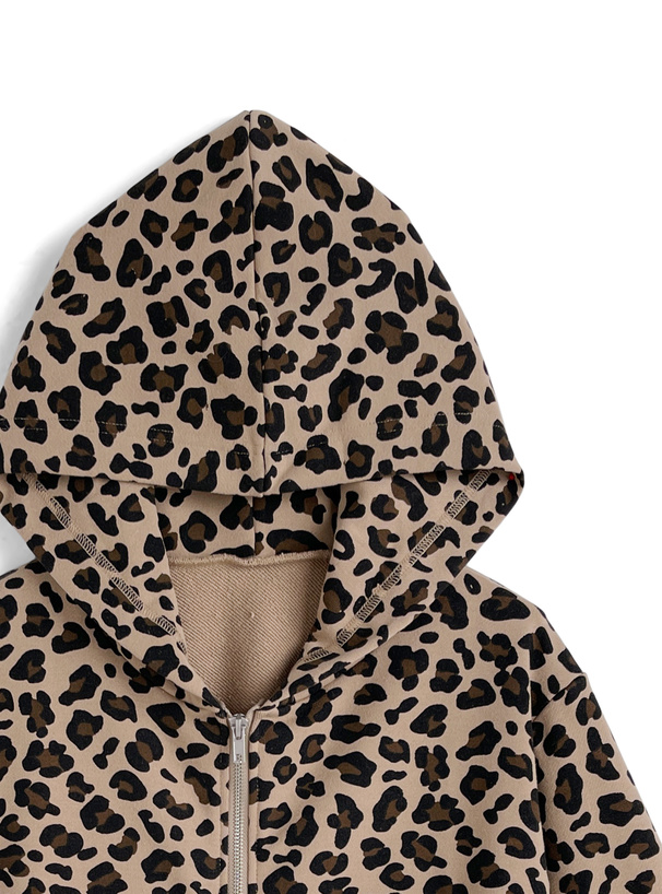 レオパード柄ダブルジップスウェットパーカー[fo2264