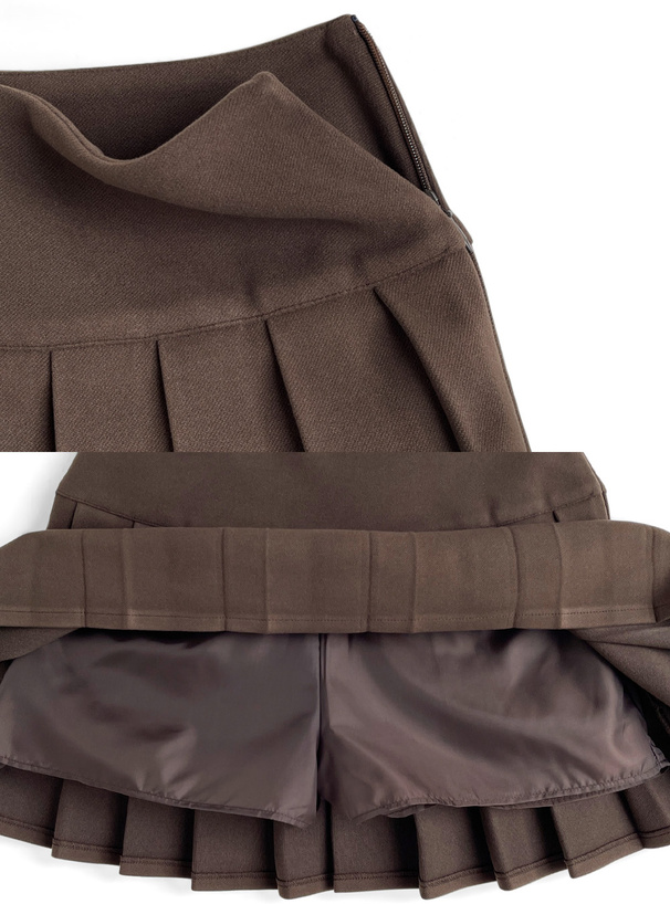 インパン裏地付きプリーツミニスカート