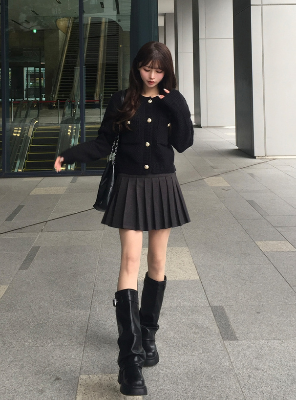 インパン裏地付きプリーツミニスカート