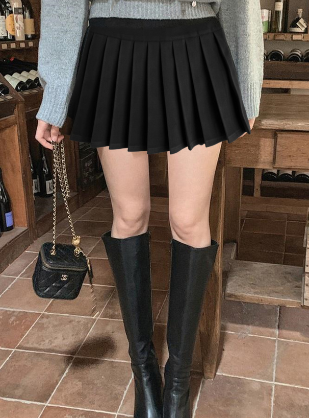 インパン裏地付きプリーツミニスカート