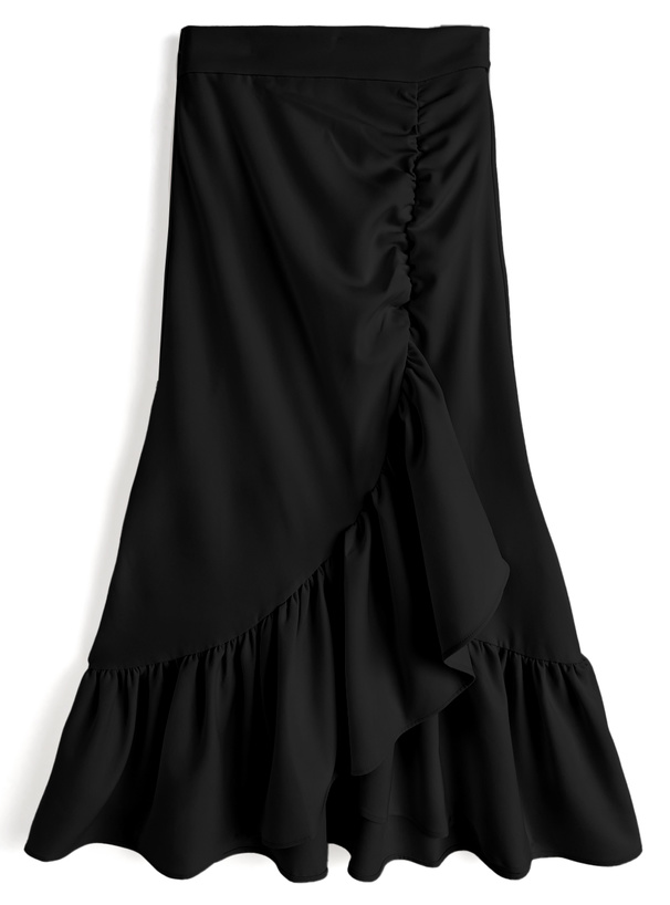 アシンメトリーヘムギャザースカート