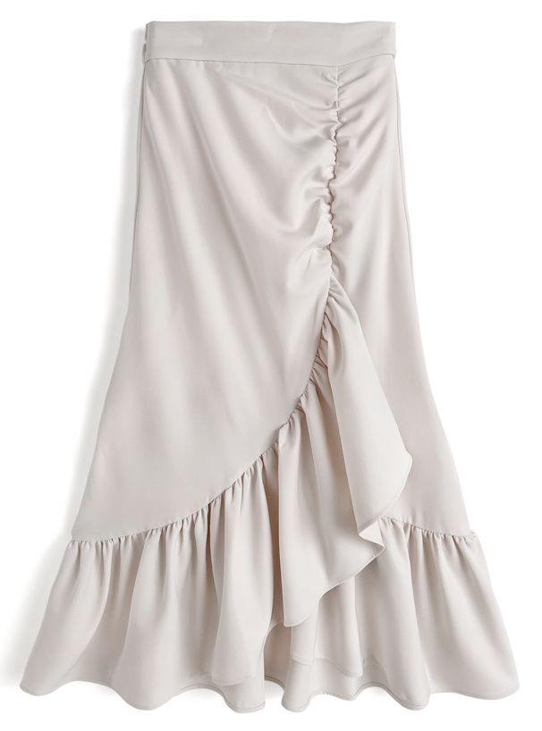 アシンメトリーヘムギャザースカート