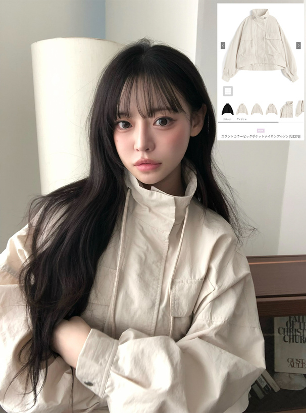 スタンドカラービッグポケットナイロンブルゾン