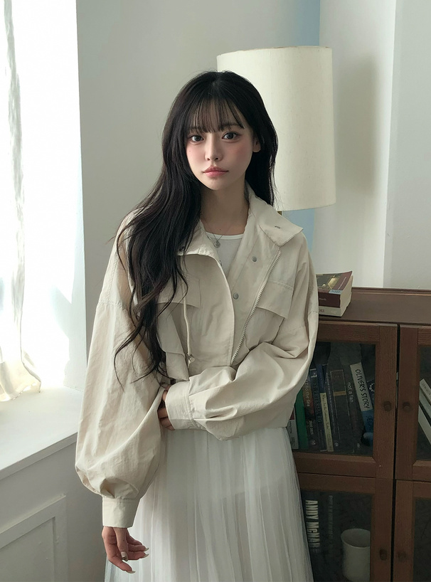 スタンドカラービッグポケットナイロンブルゾン