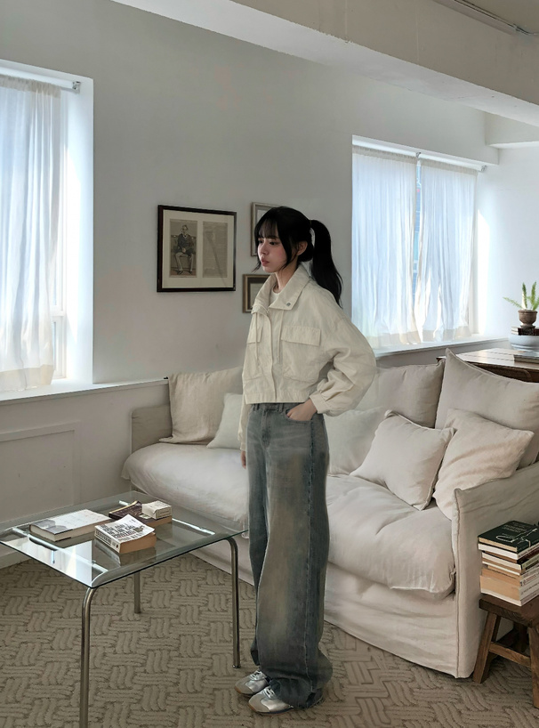 スタンドカラービッグポケットナイロンブルゾン