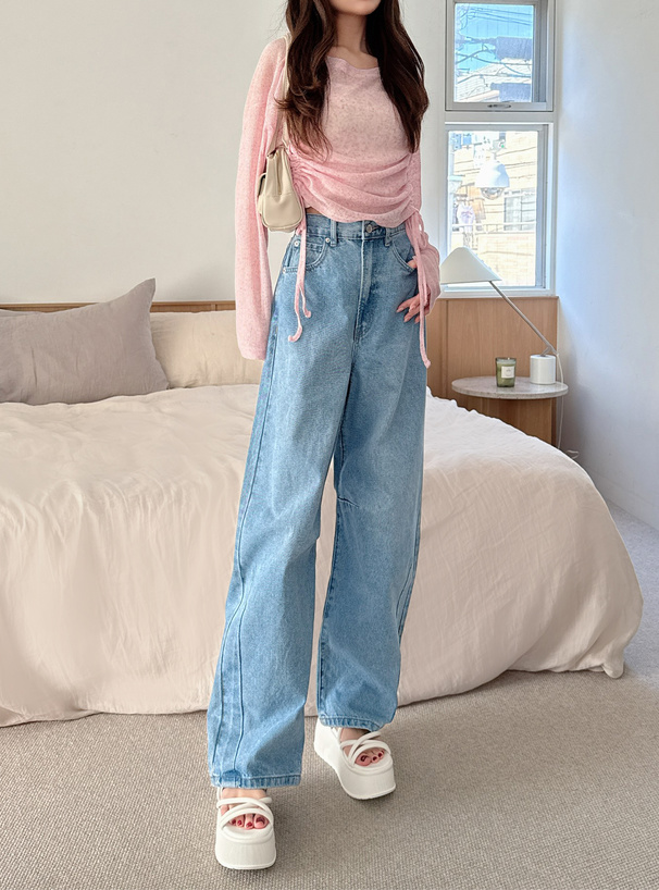 ポケットレースワイドデニムパンツ