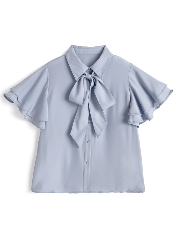 リボン付きフリルブラウス