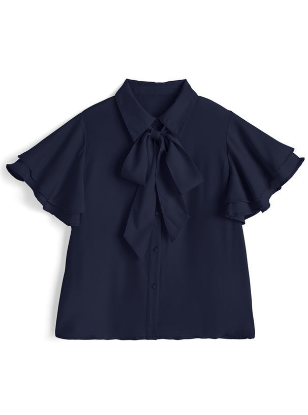 リボン付きフリルブラウス