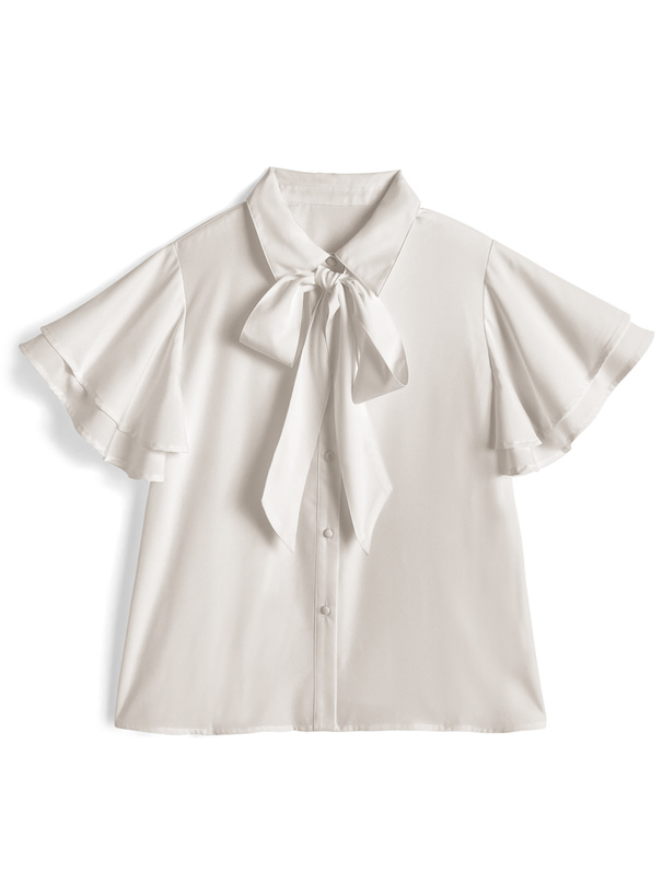 リボン付きフリルブラウス