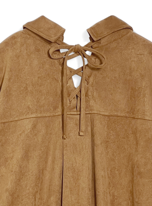 バックレースアップスエードシャツ