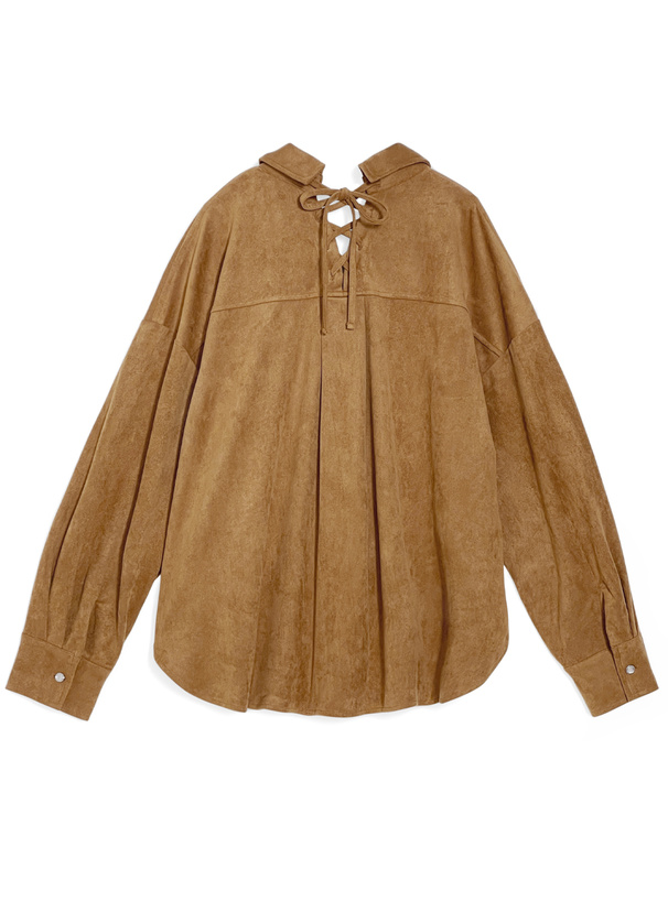 バックレースアップスエードシャツ