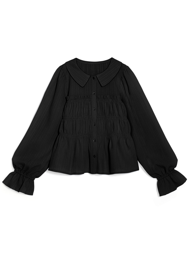 シャーリングデザインキャンディスリーブブラウス