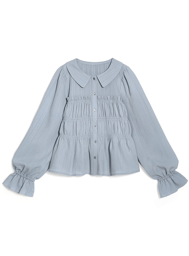 シャーリングデザインキャンディスリーブブラウス