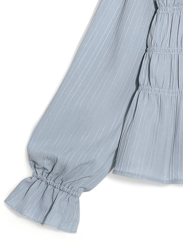 シャーリングデザインキャンディスリーブブラウス