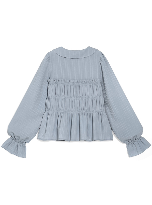 シャーリングデザインキャンディスリーブブラウス