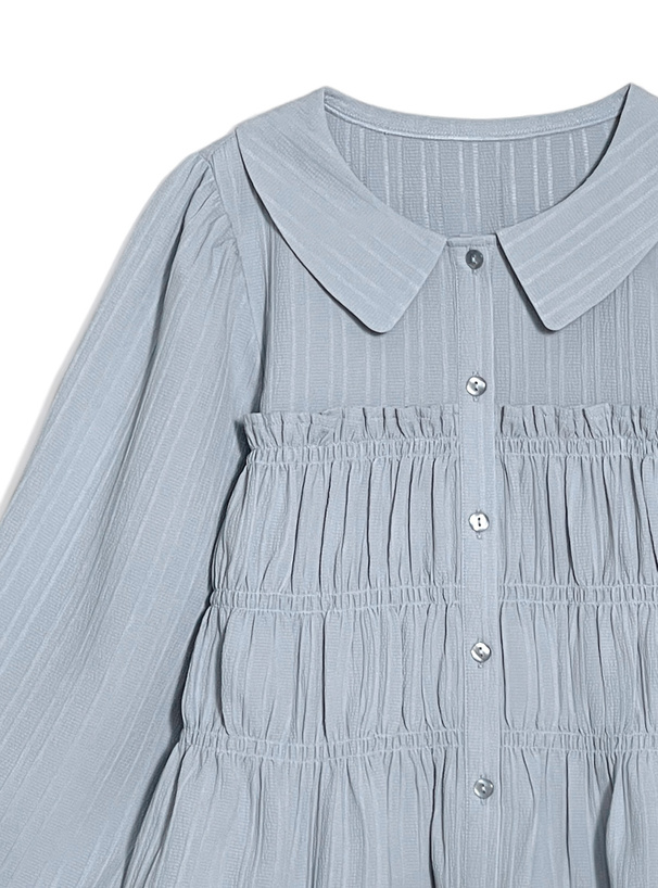 シャーリングデザインキャンディスリーブブラウス