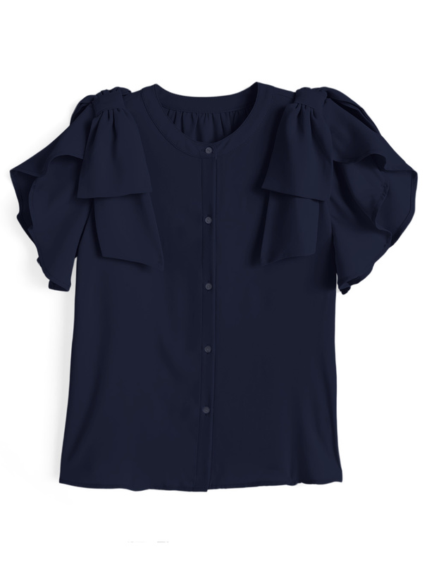 ショルダーリボンラッフルスリーブブラウス[fo2287]