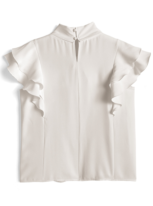 ボウタイフリルノースリーブブラウス