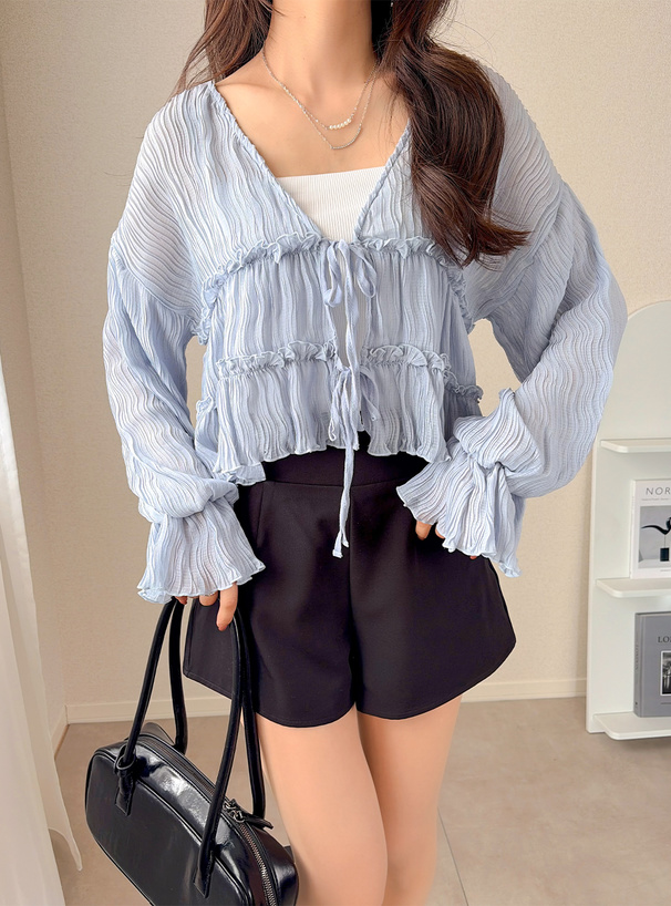 前後2Wayダブルリボンカーディガン