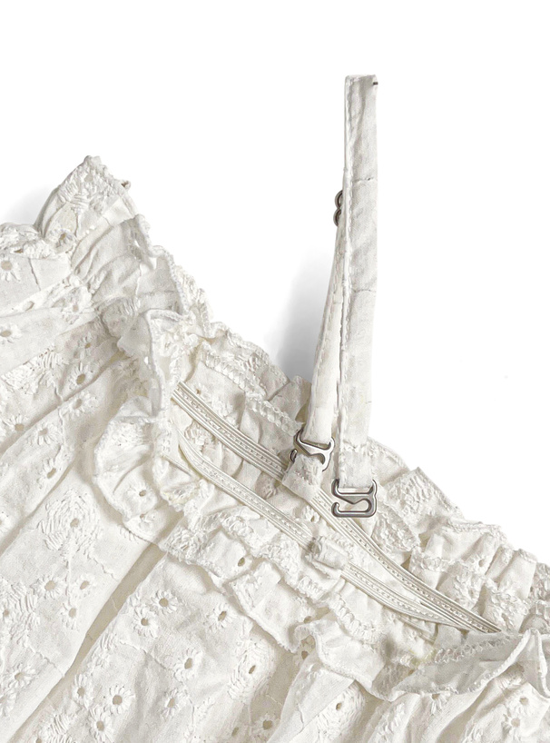 2Wayクロスフリルショルダーオープンレースブラウス