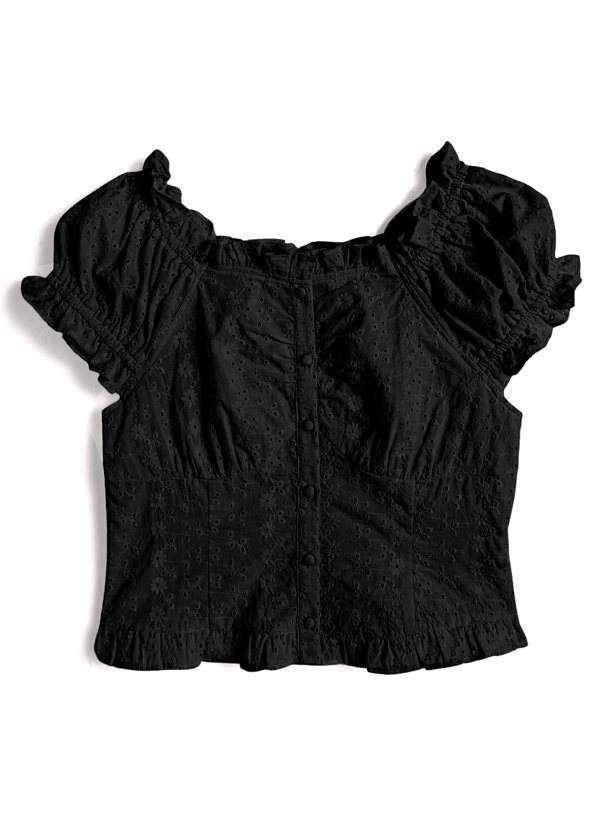 ギャザーフリルレースブラウス