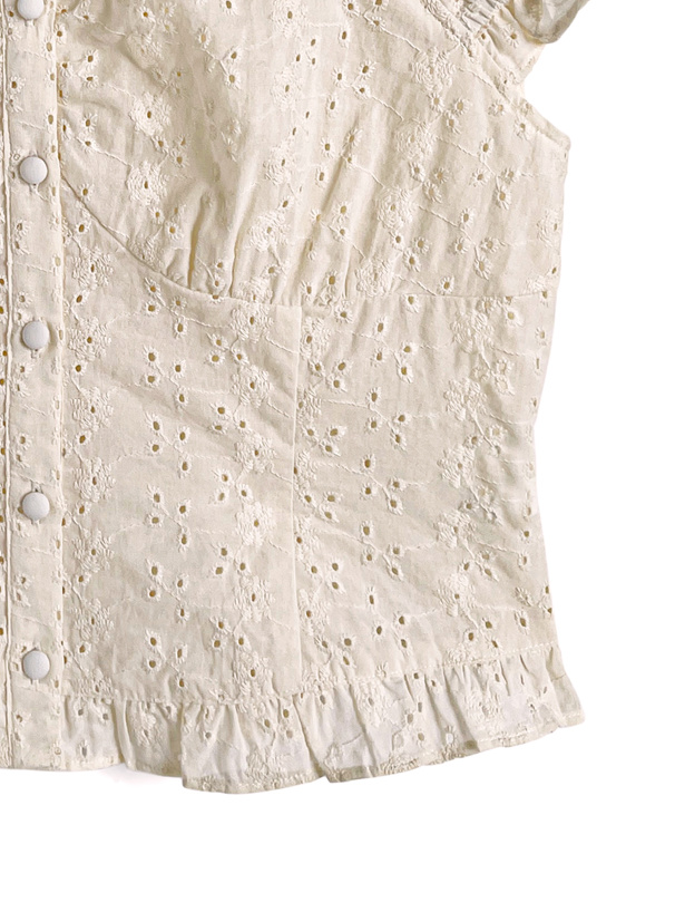 ギャザーフリルレースブラウス