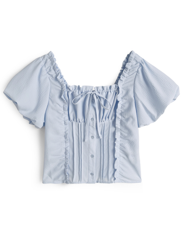 スクエアネックバルーンスリーブフリルブラウス