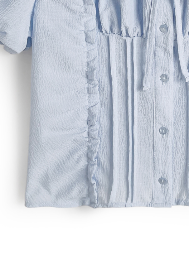 スクエアネックバルーンスリーブフリルブラウス