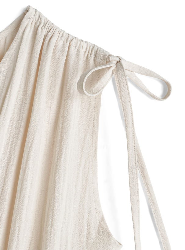 カシュクールギャザーリボンノースリーブワンピース