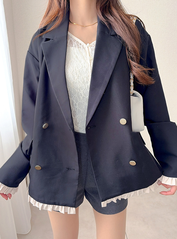 配色フリルテーラードジャケット[fo2304] | レディースファッション