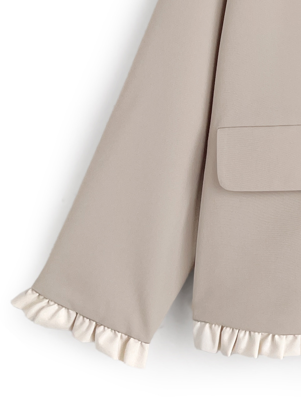 配色フリルテーラードジャケット