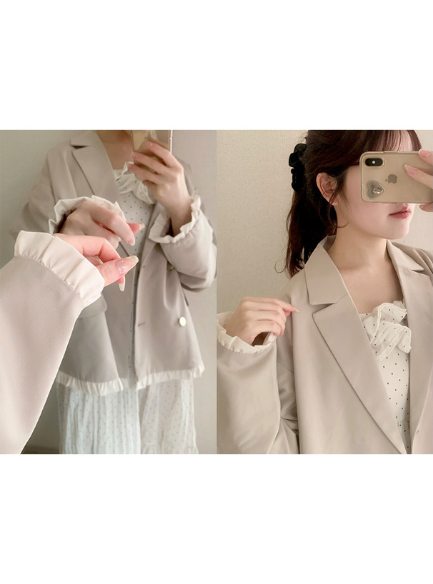 配色フリルテーラードジャケット