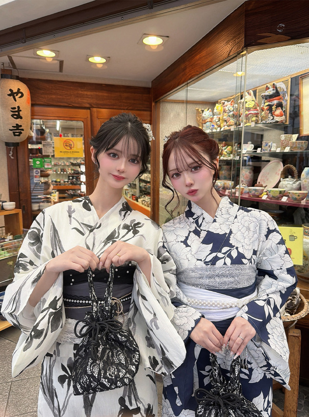 牡丹花柄浴衣3点セット