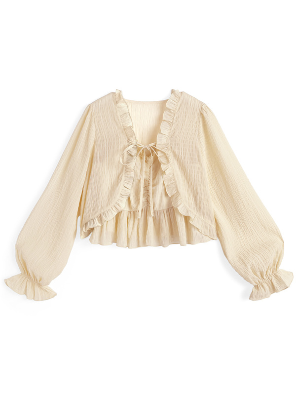 シアーフリルボレロ×ペプラムキャミソールアンサンブル