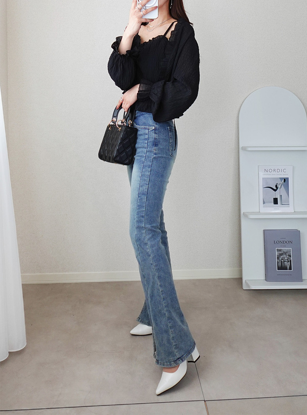 シアーフリルボレロ×ペプラムキャミソールアンサンブル