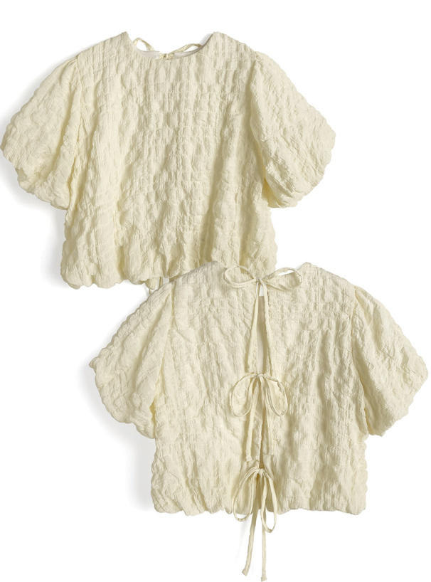 バックオープンリボンバルーントップス