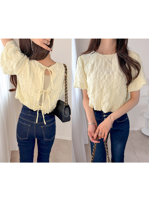 バックオープンリボンバルーントップス