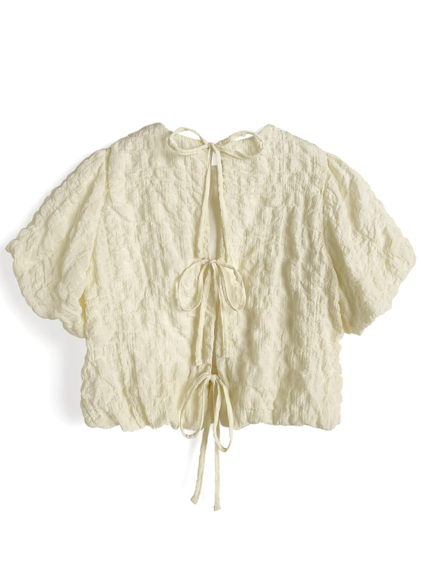 バックオープンリボンバルーントップス