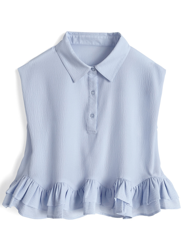 フリルノースリーブブラウス