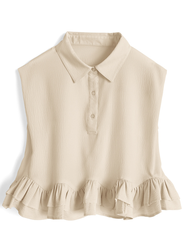 フリルノースリーブブラウス